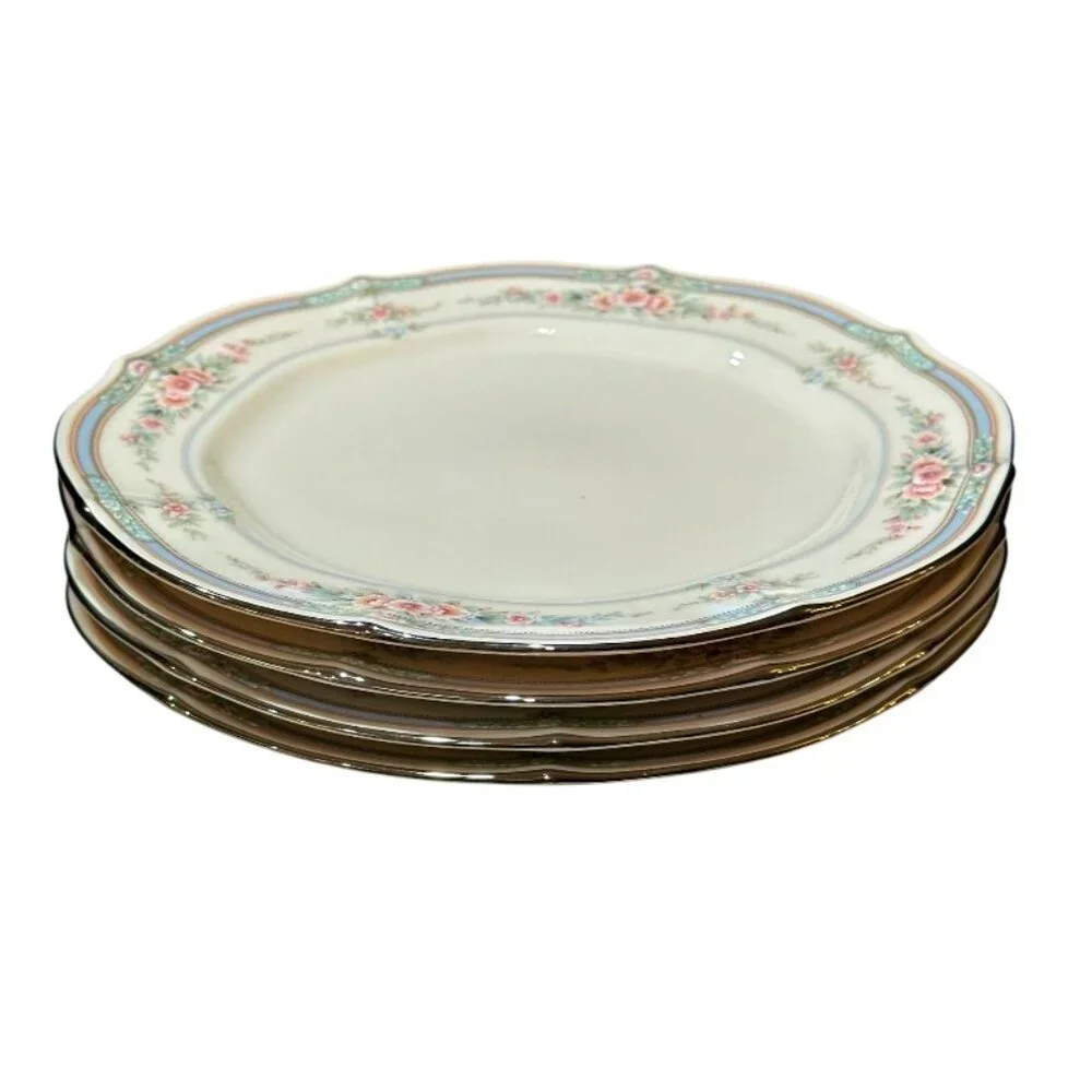 Set of 4 Noritake Rothschild Salad Plates 7293 Ivory China 8.25 Inch Cottagecore
